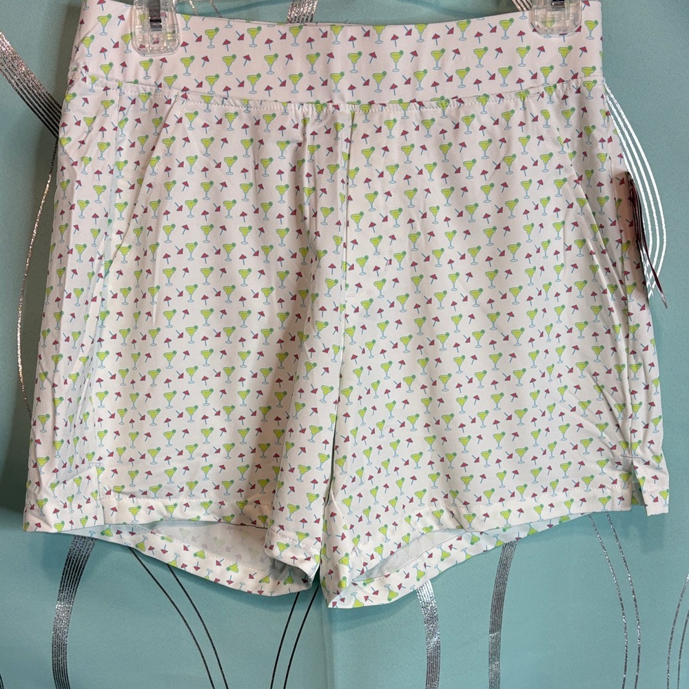 BCG White and Green Athletic Shorts UPF 50